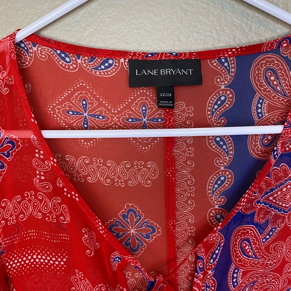 Lane Bryant Sheer American Paisley Tassel Tie Blouse - Picture 11 of 12